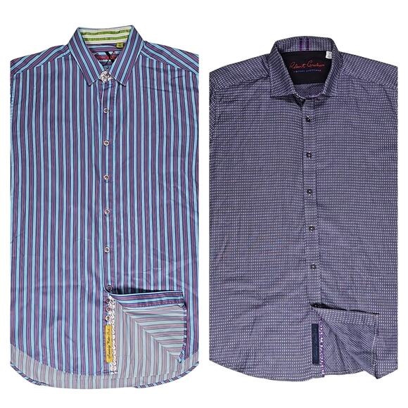 Bundle of Robert Graham Tailored Fit Shirts X Modern American Mens Large Purple - Picture 1 of 16